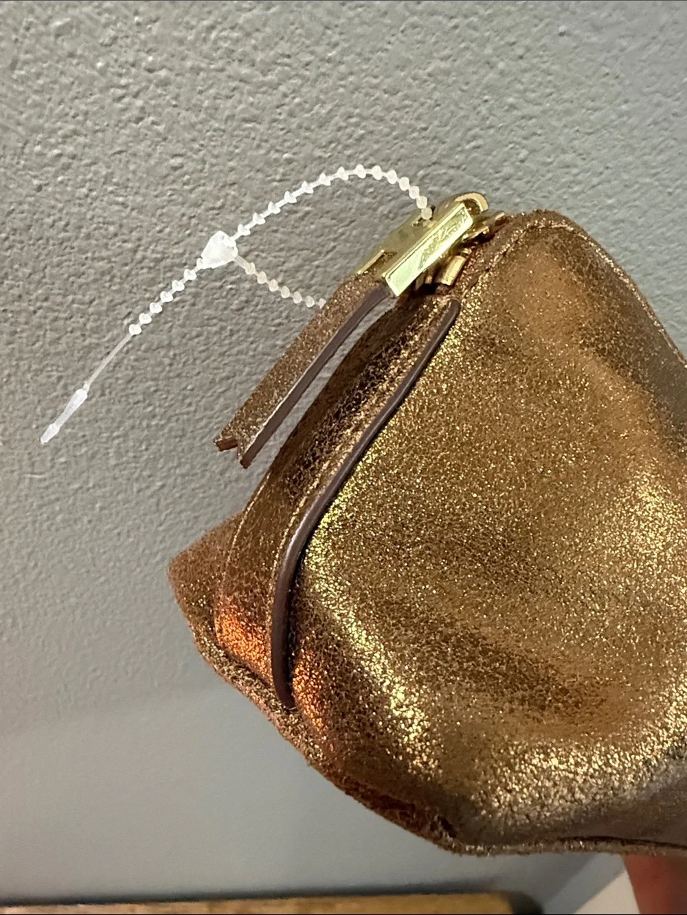 India Hicks Bronze Firefly Metallic Cosmetic Pouch w/ Dust Bag